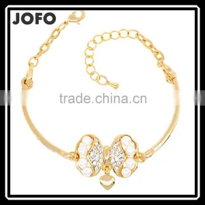 Jewelry Charm Fashion Gift Bow-knot Pearl Rhinestone Gold Plated Bracelet thumbnail-1