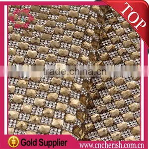 2016 Top Fashion Hot Fix Rhinestone Mesh Trimming 24 x 40cm for Decoration and Garment thumbnail-4