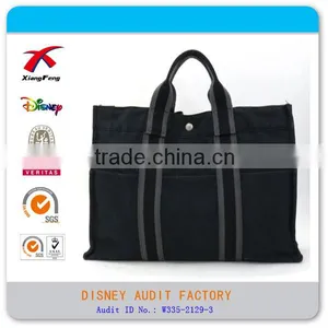 Black and Gray Canvas Tote Bag thumbnail-1