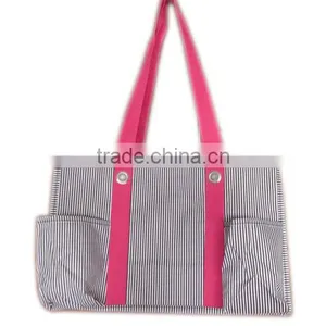 Utility Tote Bag With Pink Shoulder Straps thumbnail-1