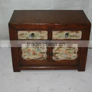 Chinese Antique Two Door Two Drawer Small Cabinet thumbnail-1
