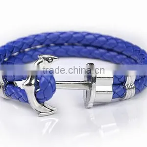 >>New Arrival SW16490 Braided Leather Anchor Bracelet/ thumbnail-2