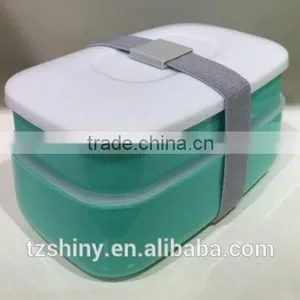 2016 Microwave Safe Double Layer Plastic Kid Bento Box With Band 2 CompartmentPlastic Lunch Box With Cutlery Set thumbnail-1