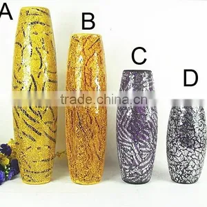 Glass Mosaic Cylinder Vase and Candle Hodler in Gold Color thumbnail-1