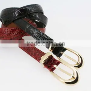 Women's Classic Patent PU Leather Belt With Gold Buckle /CROCO Faux Leather Belt for Lady thumbnail-5