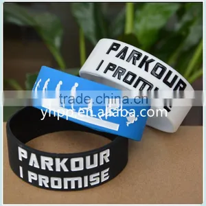 Custom Design Parkour I Promised Silicone Wristband Bracelets for Sport Adult Size 1" Wide thumbnail-5
