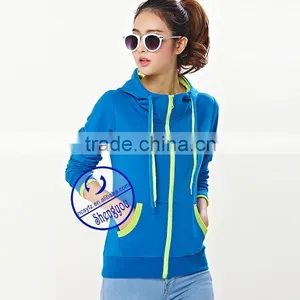 OEM High Quality Custom China Women Blank Zip up Hoodies thumbnail-3