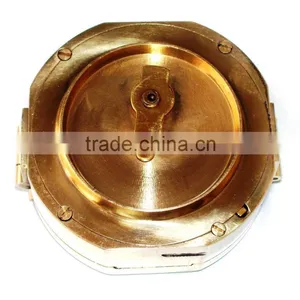 Antique Solid Brass Maritime Gift Compass With Leather Box 13497 thumbnail-3