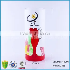 Unique Shape Handmade Art Glass of Colors Bottle With Lid.woman Shape Glass Bottle thumbnail-1
