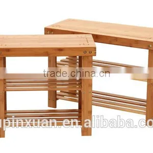 Portable Shoe Rack, Multi-Function Bamboo 3-tiers Storage Rack thumbnail-2