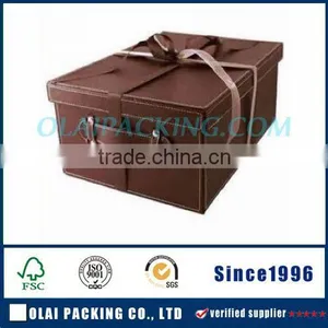 Brown Large Capacity Leather Box for Hamper Hot Sale thumbnail-1