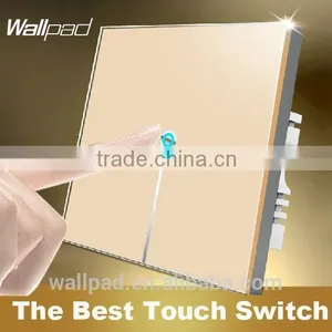 New Arrival Wallpad C1 Gold LED Waterproof UK Crystal Glass 110~250V 1 Gang 1 Way Touch Screen Light Control Wall Switch thumbnail-1