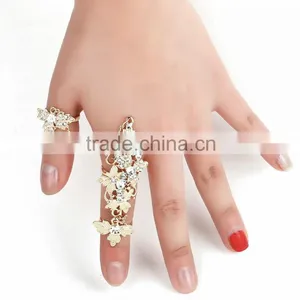 Adjustable Two Finger Ring Cuff Fine Zirconia Fashion Jewelry Womens Gift thumbnail-3