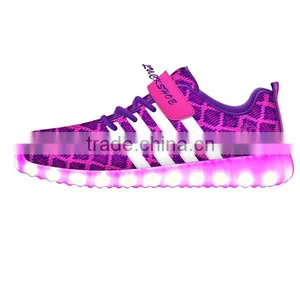Lovely Candy Color LED Children Shoes Flyknit Upper Kids Casual Shoe for Wholesale thumbnail-5