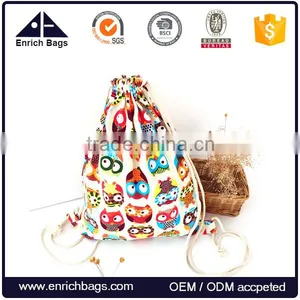 Enrich Drawstring Bag Canvas Cute Owl Design thumbnail-1