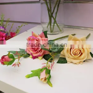 Two Heads Real Touch Roses Flower Artificial Flowers Roses Silk Flowers Wedding thumbnail-3