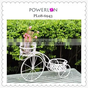 Best Selling White Bicycle Iron Flower Pot Stand thumbnail-2
