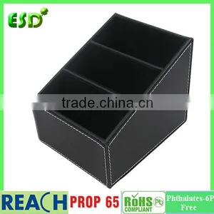 PU Leather Desktop Storage Box for Remote Control Mobile Phone Cosmetics Office Supplies Holder Collection Desk Organizer thumbnail-2