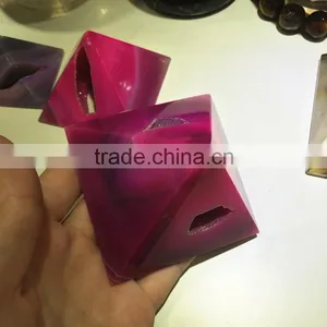 New Natural Rock Agate Crystal Geodes Pyramid For Home Decor thumbnail-6