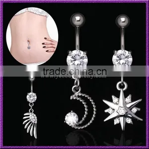 Yiwu Factory Fashion Gold Plated Natural Blue Opal Belly Ring thumbnail-5