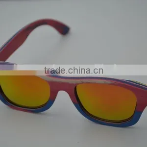 2015 Top Quality Retro Sunglasses Custom Handmade Skateboard Wood Sunglasses Frames Polarized Yellow Lens Sunglasses thumbnail-2