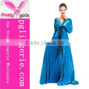 Blue Sexy Dress Long Evening Gown For Mature Woman thumbnail-2