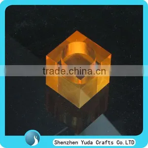 High Polished Acrylic Candle Display Stand, Beautiful Yellow Candle Holders, Lucite Tealight Candle Holder thumbnail-1