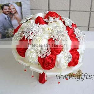 Iridescent Brooch Bouquet Handmade Red Jeweled Bouquet thumbnail-1