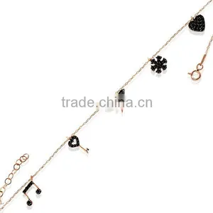 White Gold P. 925K Sterling Silver Goodluck Snowflake Butterfly Heart Switch Note Bracelet BSBL060 thumbnail-1