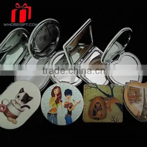 High Quality Square Compact Mirror Customzied Pu Leather Make Up Mirror Different Color Round Shape Leather Makeup Mirror thumbnail-1