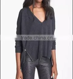 Sexy Low Cut v Neck Tops Sweater thumbnail-1