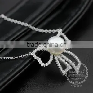925 Sterling Silver Hollow Bowknot With Pearl Creative Pendant Necklace Fashion Women Necklace Jewelry 6360467 thumbnail-3