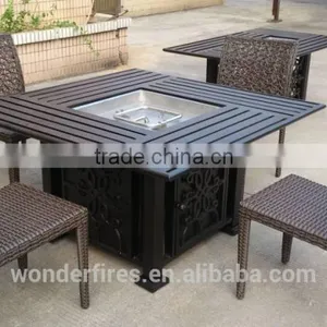 48" x 48" Square Chat Fire Pit Table - Outdoor FirePlace Fire Pit Heater Back Yard Propane Gas Patio Table Furniture thumbnail-5