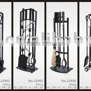 Wrought Iron 5 Pcs Hand Forged Fireplace Tool Sets thumbnail-1