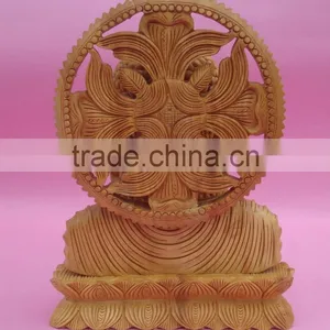 Wooden Handicraft Artisan Buddhism Sculptural Decore Gift Carving God Buddha Statue thumbnail-4