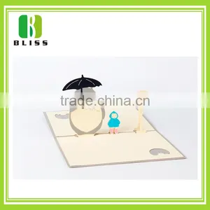 Handmade Best Wishes 120g Glossy Pop up Cartoon Style Custom Paper 3d Greeting Card thumbnail-1