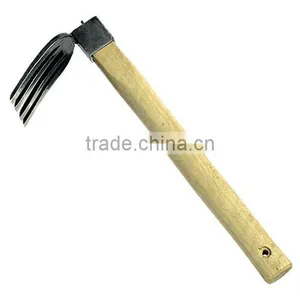Carbon Steel Mini Rake With Wooden Handle thumbnail-1