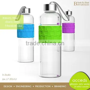 Foodgrade Portable Sport Borosilicate Manufacture of Glass Bottle With Silicon Sleeve thumbnail-3