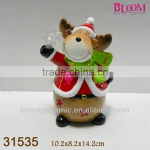 LED Light Ceramic Indoor Christmas Decorations Reindeer thumbnail-1