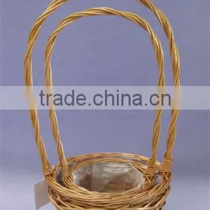 Bowl Shape Willow Basket With Handle for Flowers thumbnail-1