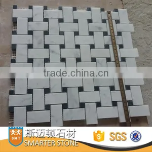 Carrara White Basketweave Marble Mosaic for Wall thumbnail-1