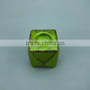 Hand Painted Antique Ceramic Tealight Candle Holder With Distressed Finish thumbnail-2