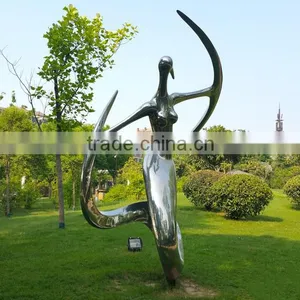 Stainless Steel Modern Woman Sculpture Dancing Outdoor Garden Decor thumbnail-1