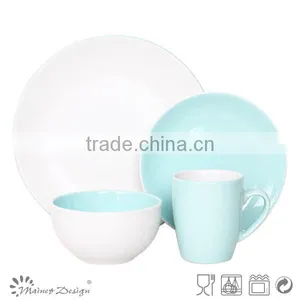 Blue and White Eco Round Glazed Western Dinner Set thumbnail-2