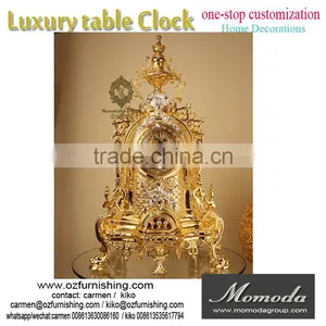 Momoda Luxury Home Decorations Golden Table Standing Clock Antique Classic Home Standing Clock thumbnail-1