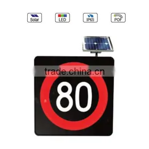 Solar Powered(Charging) Waterproof IP65 Traffic LED & Optical Fiber Sign Light (Velocity 80Km Limit Sign) thumbnail-1