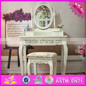 2016 Wholesale Fashionable White Wooden Makeup Vanity Table With Mirror W08H060 thumbnail-1