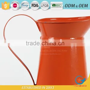 Homeware Galvanized Powder Coating Orange Water Metal Jugs With Handles Jug for Flower thumbnail-5
