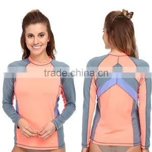 Swimwear Sexy Wholesale Color Block Surf Rashguard Tee Long Raglan Sleeves Private Label Bulk Swimwear Manufacturer thumbnail-1