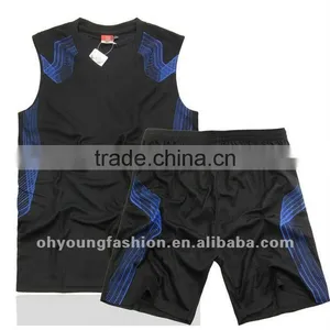 Cheap Custom Black and Blue Basketball Uniform, Sleeveless Young Fashion Track Suit thumbnail-1